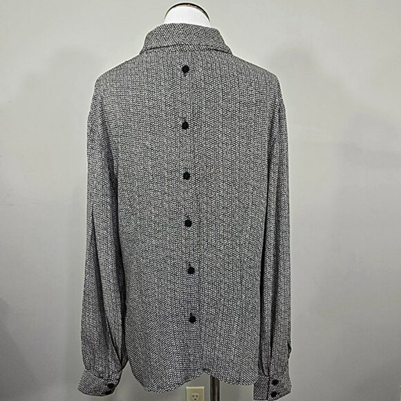 Vintage Componix Cowl Neck Crepe Top 14 Women 80s Button Back Avant Garde Blouse - Picture 4 of 8